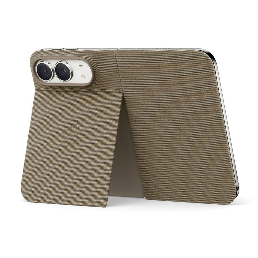 Funda folio marrón con soporte para iphone duo
