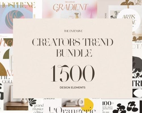 Mid Century Modern Clip Art, Retro Clip Art, 70's Graphic Design, Clip Art Digital Design Bundle, Abstract Bundle, Gradient Background