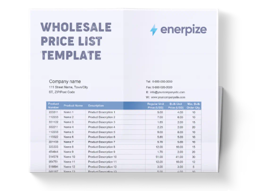 wholesale price list template