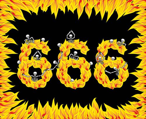 666 number of devil. Fire numeric. Skeletons in inferno. Sinners 666 number of devil. Fire numeric. Skeletons in inferno. Sinners in hell. Satanic symbol. hellish thick number 666 stock illustrations