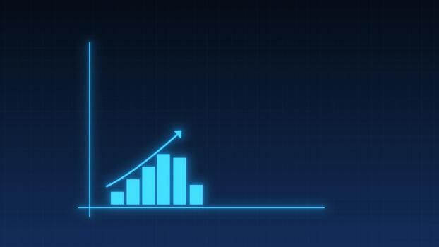 Digital blue bar graph with growing business concept. Technological diagram with grid. Abstract background. video