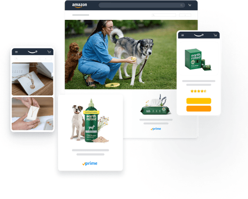 A collage of products and brand storefronts on Amazon.ca