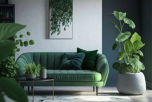 sage green colour combination with white wall