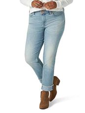 Riders by Lee Indigo Women's Fringe Cuff Boyfriend Jean, Light Wash, 12