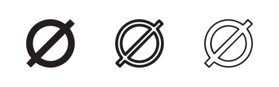 Null Set Diameter Symbol and Prohibited Sign Icons