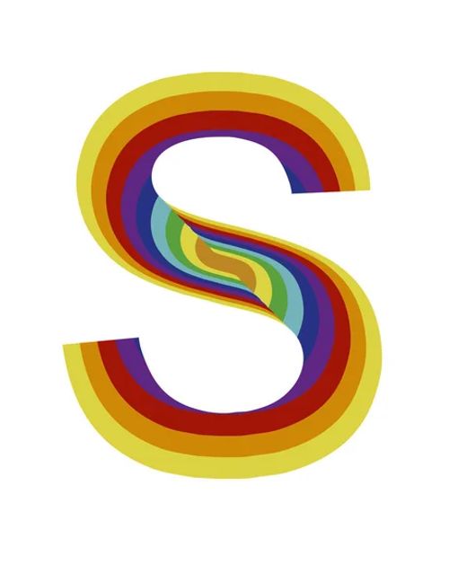 illustration with the design of the letter S with the colors of the rainbow and depth effect - Photo, Image