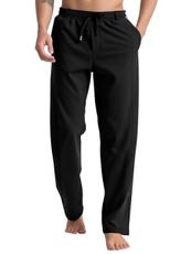 Holure Men's Fleece Lined Sweatpants Winter Warm Athletic Pants for Workout Running Belt Loops & Drawstring Design Black 32