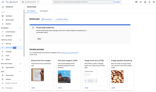Vertex AI 和 Gemini 界面