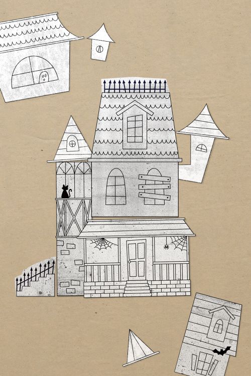 Your kids can design and color or decorate their very own Halloween home with this mix and match haunted house printable kit! via barley & birch