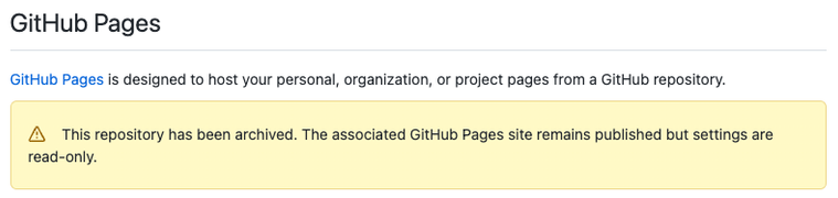 Screenshot of Settings for Github Pages