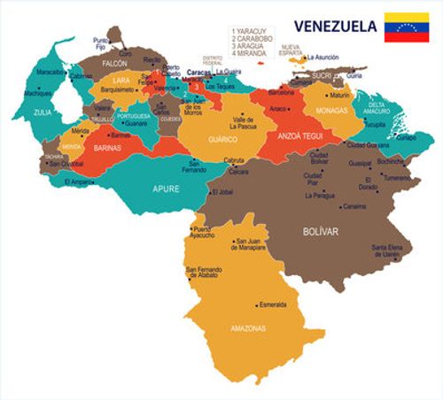 Venezuela - map and flag Detailed Vector Illustration