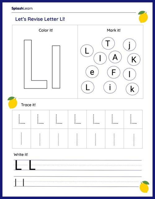Letter L Worksheet for K: Let's Learn All About L