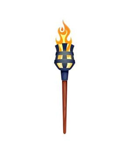 Cartoon pirate torch with burning fire, vector
