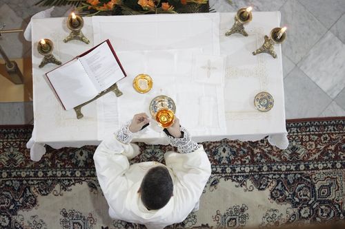 Celebração fotográfica de uma missa católica