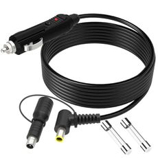 14AWG Car Charger Cable Compatible with Jackery, GRECELL,BLUETTI,Anker, GZ Yeti,Westinghouse Portable Power Station, 12V/24V 15A DC 8.0mm Car Cigarette Lighter Cord with DC7909 & DC8020 Adapter,6.6Ft