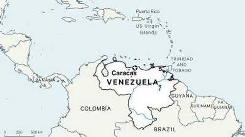 Map showing Venezuela in the region