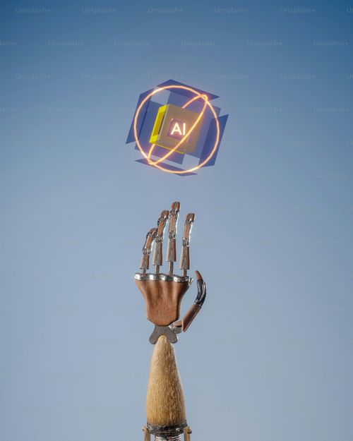 a sculpture of a hand holding a lit up sign