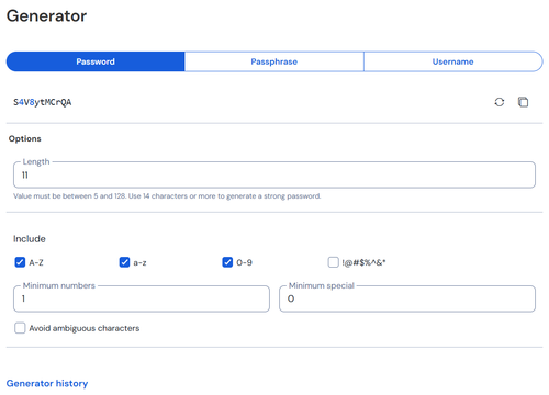 Bitwarden's password generator