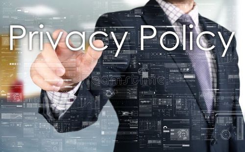 The businessman is choosing Privacy Policy from touch screen. Privacy picture stock images, royalty-free photos and pictures