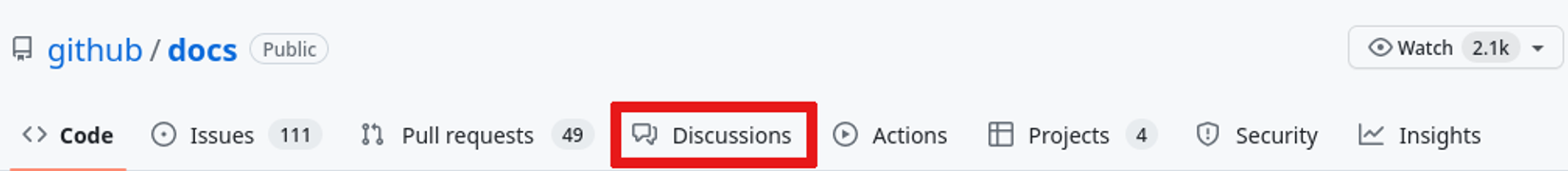 GitHub repository Discussions tab example