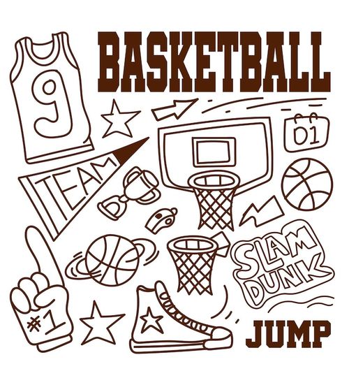 Vector doodle pop art basketball background vector design