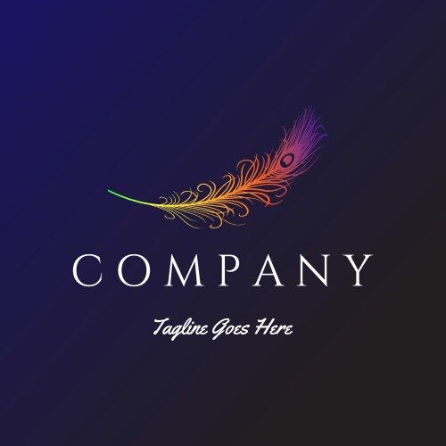 Colorful Peacock Feather Logo Vector Image