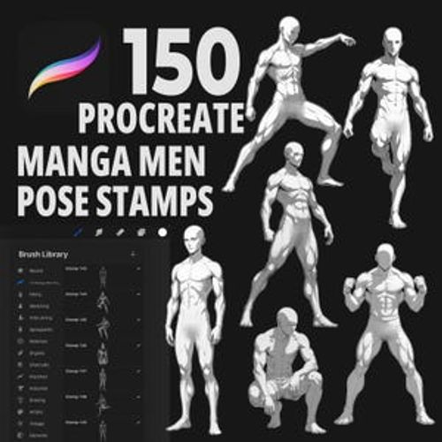 150 Procreate Manga Men Pose Stamp, Procreate Anime Boy Poses, Male Character Stamp, Procreate Comic Pose, Man Anime Drawing
