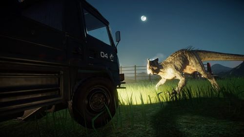 r/jurassicworldevo - Some sick photos I got of my white indoraptor getting up close and personal with the tour riders