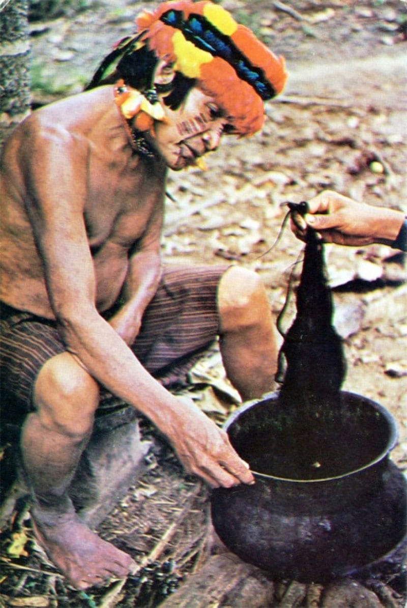After a successful hunt, the priests begin the shrinking process, via Real Shrunken Heads, 2017.