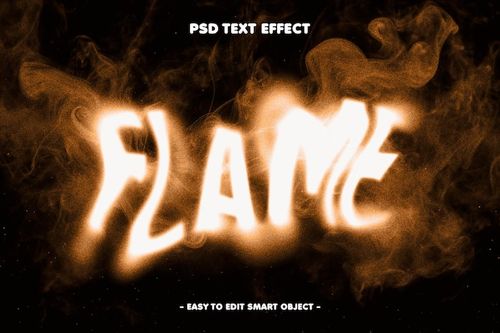 Free PSD flame smoke text effect