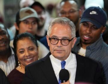Larry Krasner speaking after winning the primary election