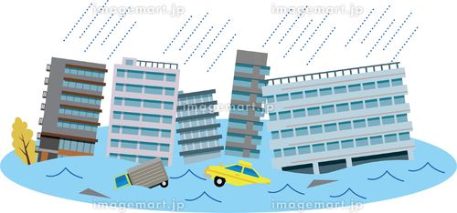 水害の災害都市素材イラスト ダウンタウン,アイコン,アパートのイラスト素材