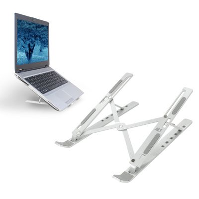 Foldable laptop stand aluminium, 6 positions height adjustable