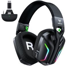 WESEARY Wireless Gaming Headset for Xbox Series X|S, Xbox One, PS5, PS4, PC, Mac, Switch, 2.4GHz + Bluetooth Over-Ear Gaming Headphones with ENC Mic, 3D Stereo, Dynamic LED Lights, 50mm Drivers, 50H