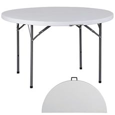 ZenStyle Folding Table, Indoor Outdoor Portable Plastic Dining Card Table Utility Table for Camping Dining Event Party, White (Round, 48"x48")