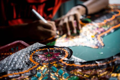 making a craft for wau - malaysia wau stock pictures, royalty-free photos & images