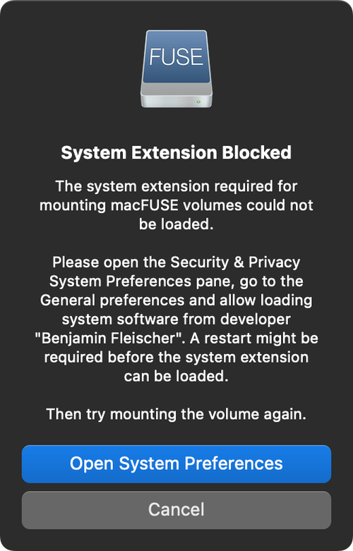 System Extension Blocked dialog