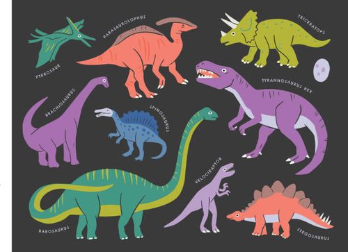 collection of dinosaurs — hand-drawn vector elements - dinosaur stock illustrations