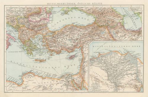 old chromolithograph map of countries of the mediterranean sea - ottoman empire map stock pictures, royalty-free photos & images