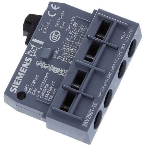 Auxiliary switch can be mounted on the side 1 NO+1 NC screw terminal for circuit breaker 3RV2