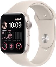 Apple Watch SE (2nd Gen) (GPS, 44mm) - Starlight Aluminum Case with Starlight Sport Band, M/L (Renewed Premium)