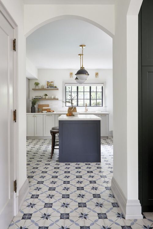 shades of blue kitchen floor tile