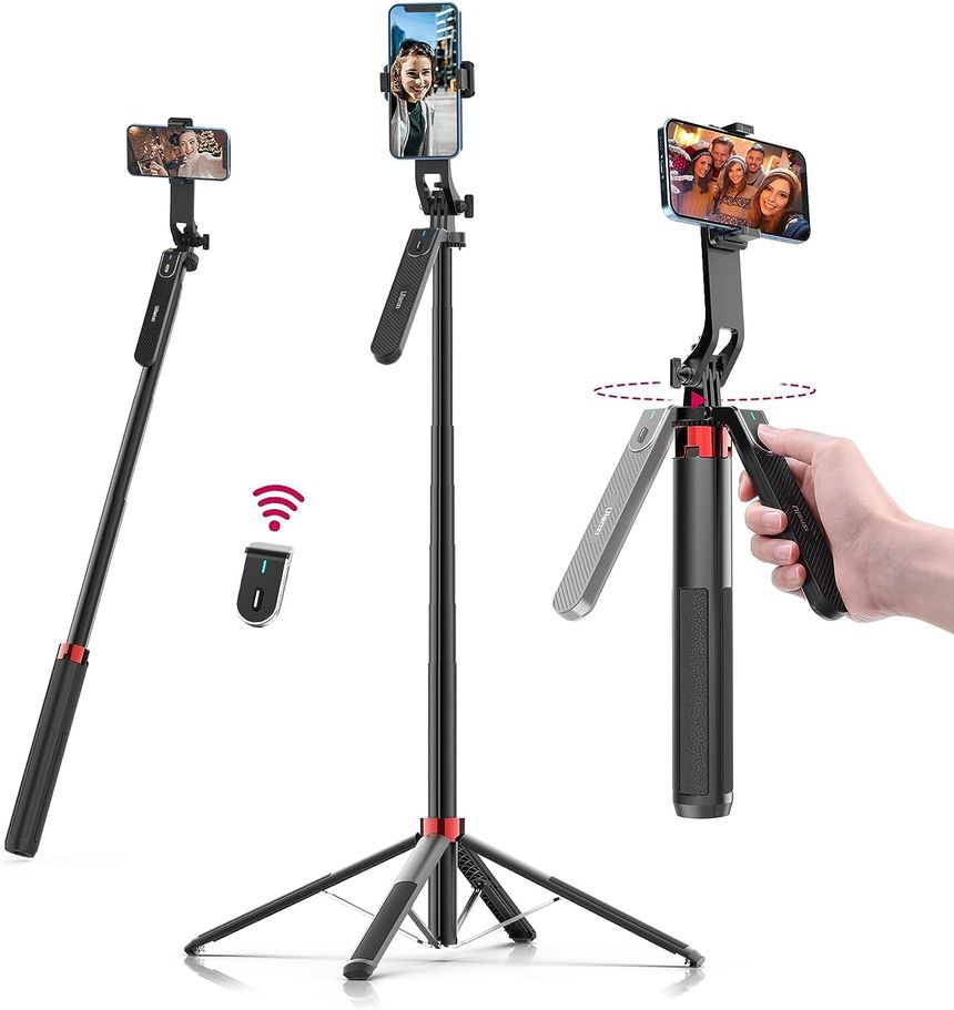 ULANZI MA09 - Trípode Extensible para teléfono de 71 Pulgadas, trípode para Selfie Stick Vlog con Clip de teléfono Todo en 1,