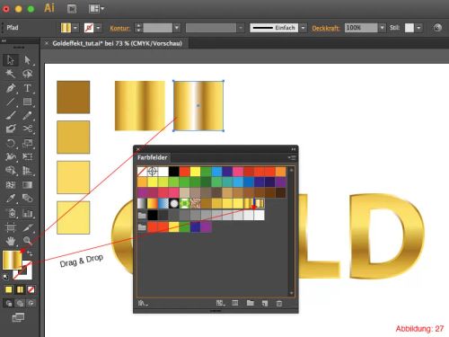 Adobe Illustrator - Gold effect on text.