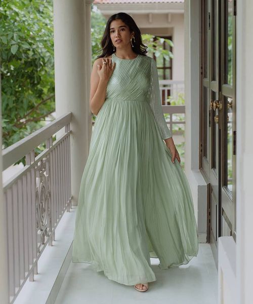 Pastel green color dress store
