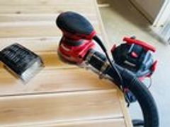 r/woodworking - My harbor freight orbital sander was coating my basement in dust and nearly suffocating me… but I figured out a solution!