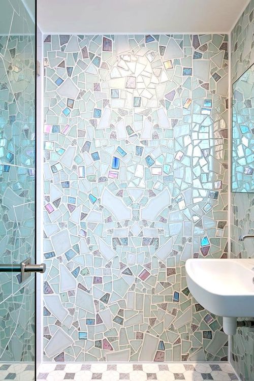 Recycled Glass Mosaic - 22 Bathroom Mosaic Floor Tile Ideas