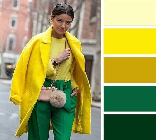 Chartreuse Outfit Color Combinations, Green Complimentary Colors Outfit, Green Complementary Color Outfit, Yellow Green Outfit, Yellow Color Combinations Outfits, Yellow Colour Combinations Outfit, Green Color Block Outfit, Yellow Color Combinations Clothes, Chartreuse Color Palette Clothes