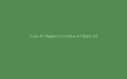 CMYK Color: Cyan 41 Magenta 0 Yellow 41 Black 45 CMYK name: Forest green