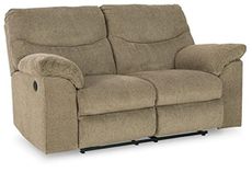 Signature Design by Ashley Alphons Transitional Tufted Reclining Loveseat, Light Brown